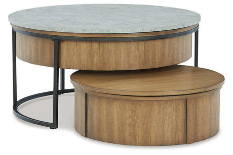 Fridley Brown/Black Coffee Table and 2 End Tables