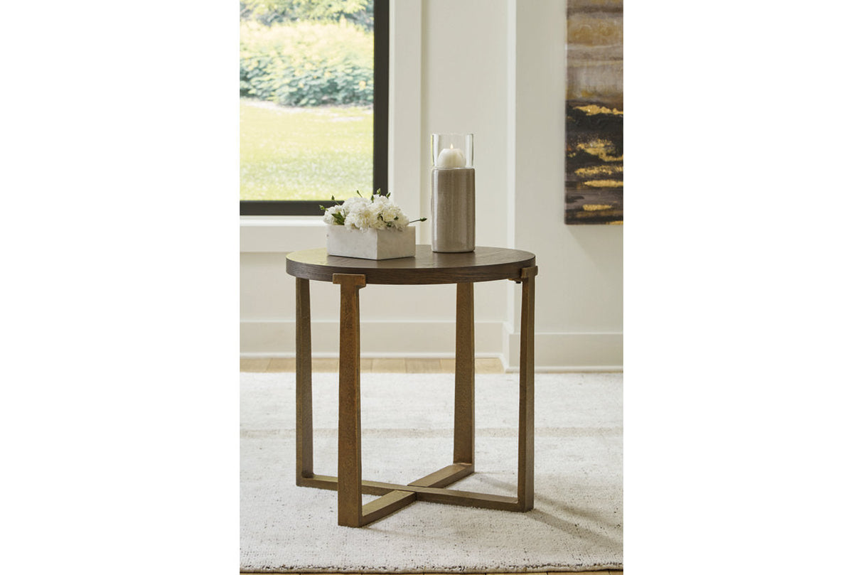 Balintmore Brown/Gold Finish Coffee Table and 2 End Tables