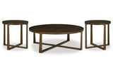 Balintmore Brown/Gold Finish Coffee Table and 2 End Tables