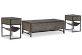 Derrylin Brown Lift-top Coffee Table and 2 Chairside End Tables