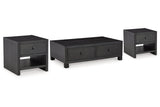 Foyland Black Coffee Table and 2 End Tables