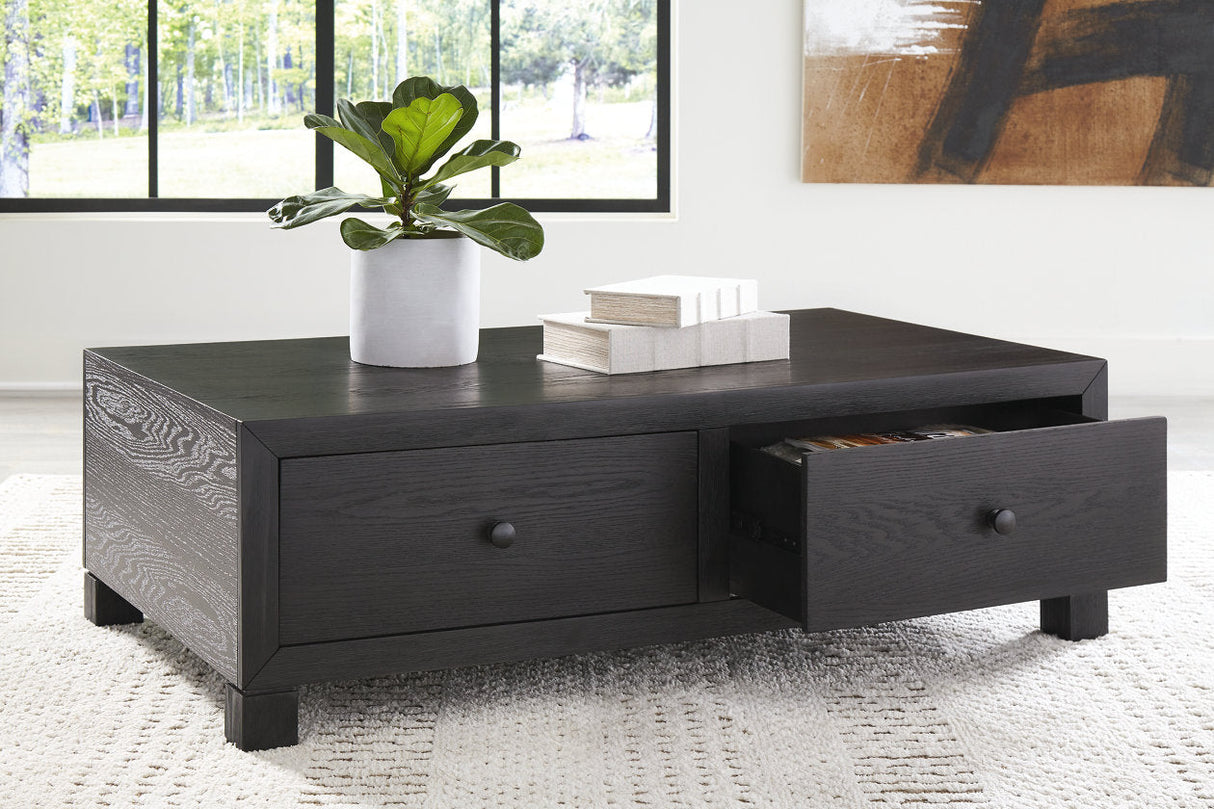 Foyland Black Coffee Table and 2 End Tables