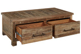 Randale Distressed Brown Coffee Table