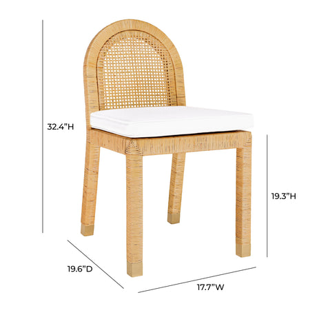 Amara Natural Rattan and Performance Fabric Arched Back Dining Chair by TOV Furniture at Eve Furniture