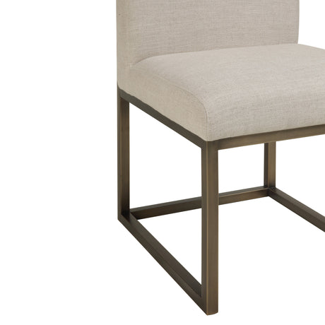 Haute Beige Linen Chair in Brass by TOV Furniture at Eve Furniture