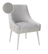 Beatrix Pleated Light Grey Velvet Side Chair - Silver Legs by TOV Furniture at Eve Furniture