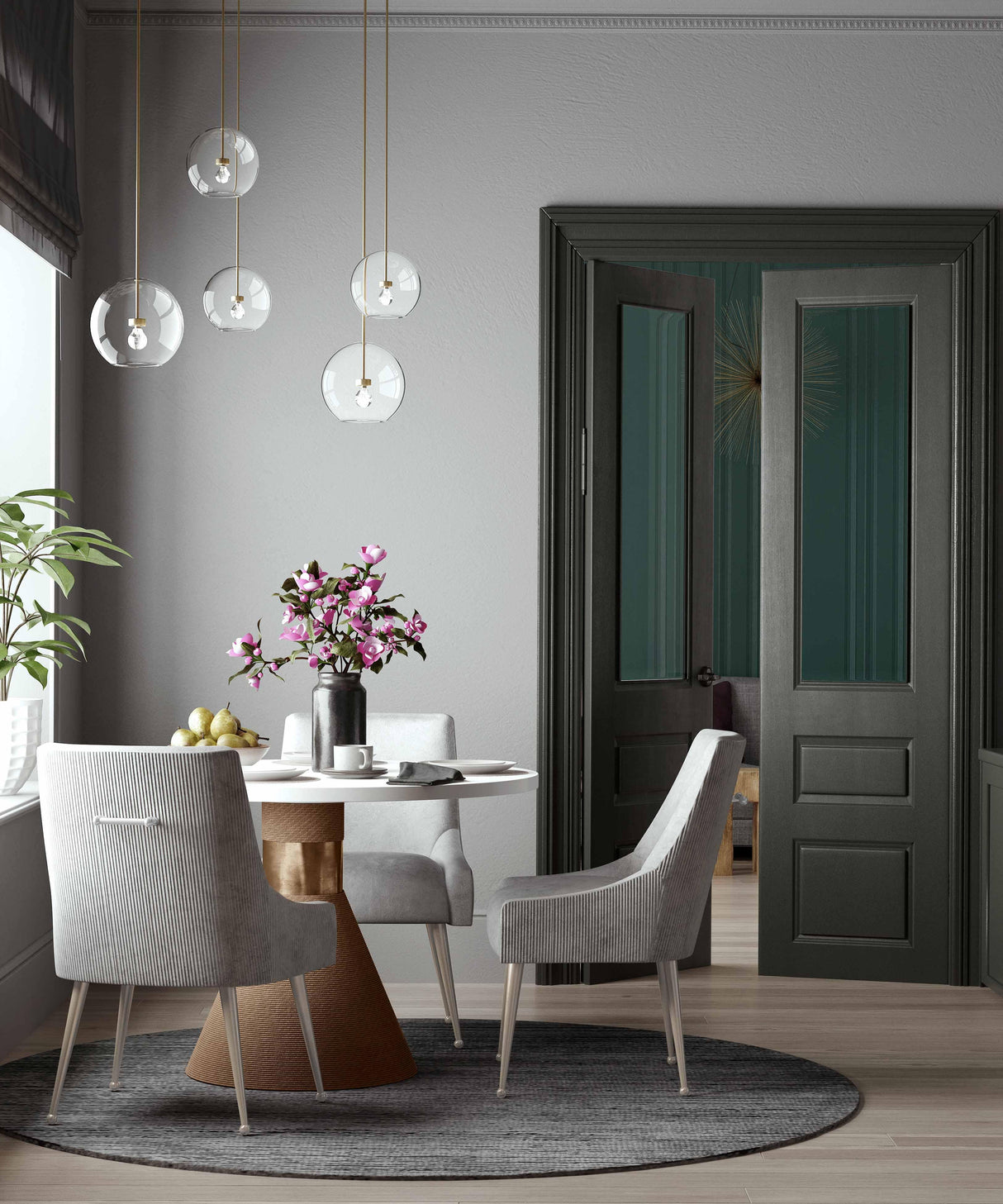 Beatrix Pleated Light Grey Velvet Side Chair - Silver Legs by TOV Furniture at Eve Furniture