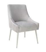 Beatrix Pleated Light Grey Velvet Side Chair - Silver Legs by TOV Furniture at Eve Furniture