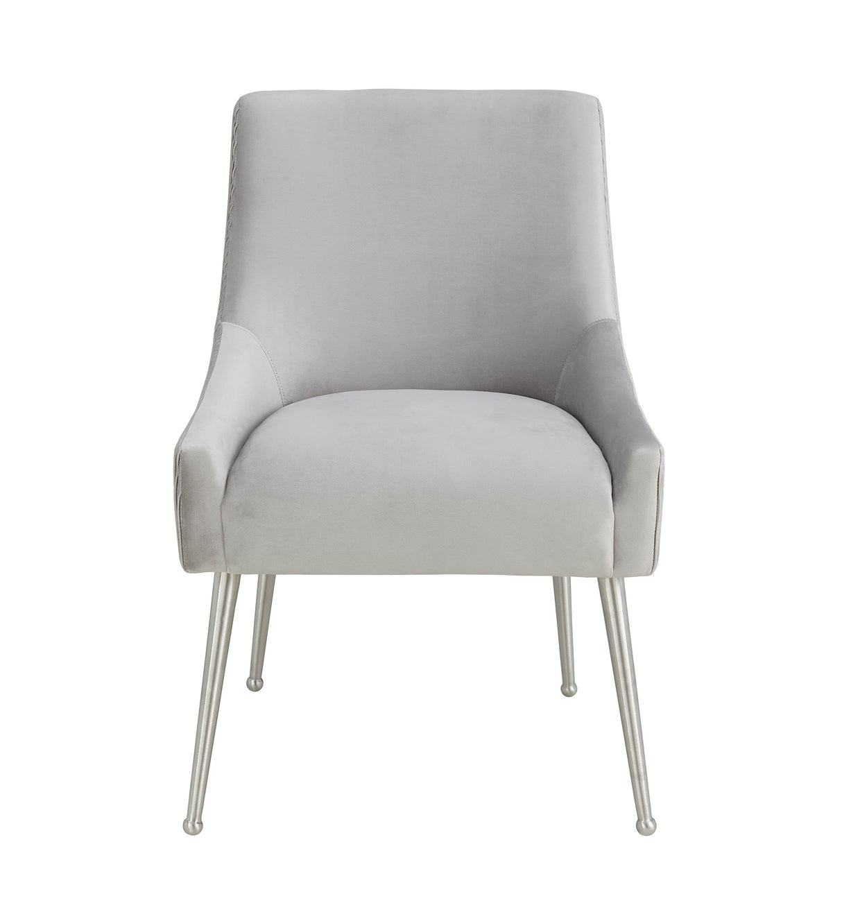 Beatrix Pleated Light Grey Velvet Side Chair - Silver Legs by TOV Furniture at Eve Furniture