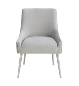 Beatrix Pleated Light Grey Velvet Side Chair - Silver Legs by TOV Furniture at Eve Furniture