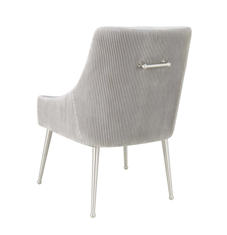Beatrix Pleated Light Grey Velvet Side Chair - Silver Legs by TOV Furniture at Eve Furniture
