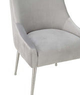 Beatrix Pleated Light Grey Velvet Side Chair - Silver Legs by TOV Furniture at Eve Furniture