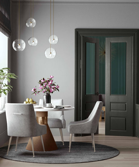 Beatrix Pleated Light Grey Velvet Side Chair - Silver Legs by TOV Furniture at Eve Furniture