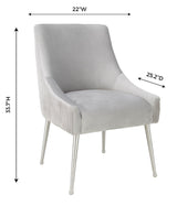 Beatrix Pleated Light Grey Velvet Side Chair - Silver Legs by TOV Furniture at Eve Furniture