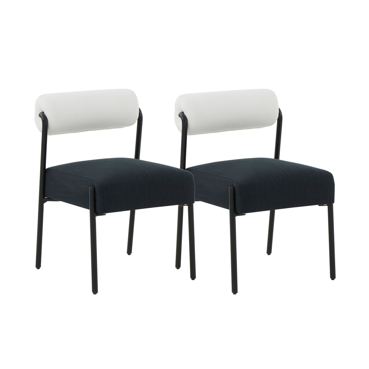 Jolene Cream and Black Performance Linen Dining Chair - Set of 2 by TOV Furniture at Eve Furniture