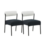 Jolene Cream and Black Performance Linen Dining Chair - Set of 2 by TOV Furniture at Eve Furniture