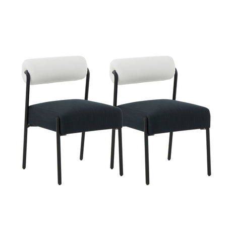 Jolene Cream and Black Performance Linen Dining Chair - Set of 2 by TOV Furniture at Eve Furniture