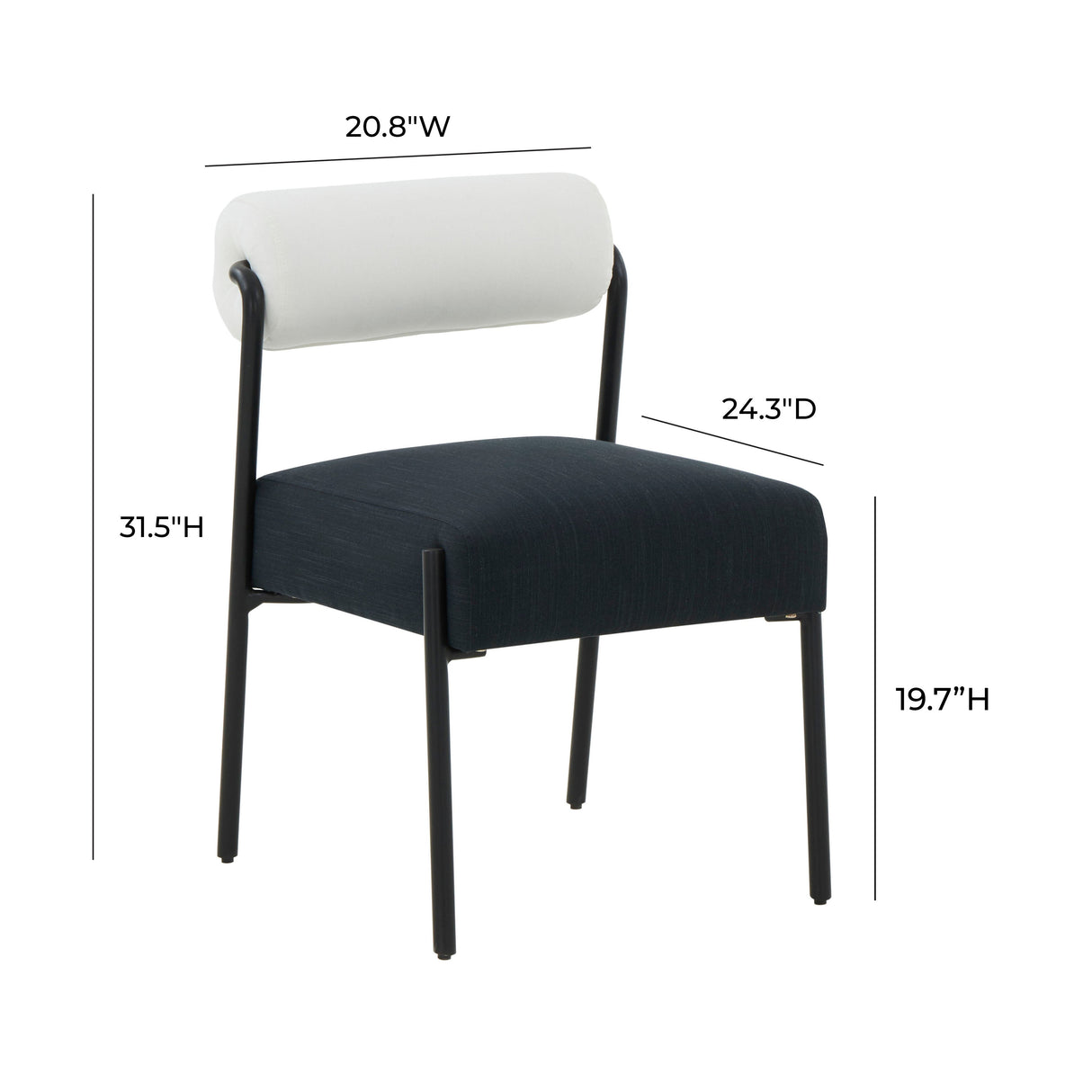 Jolene Cream and Black Performance Linen Dining Chair - Set of 2 by TOV Furniture at Eve Furniture