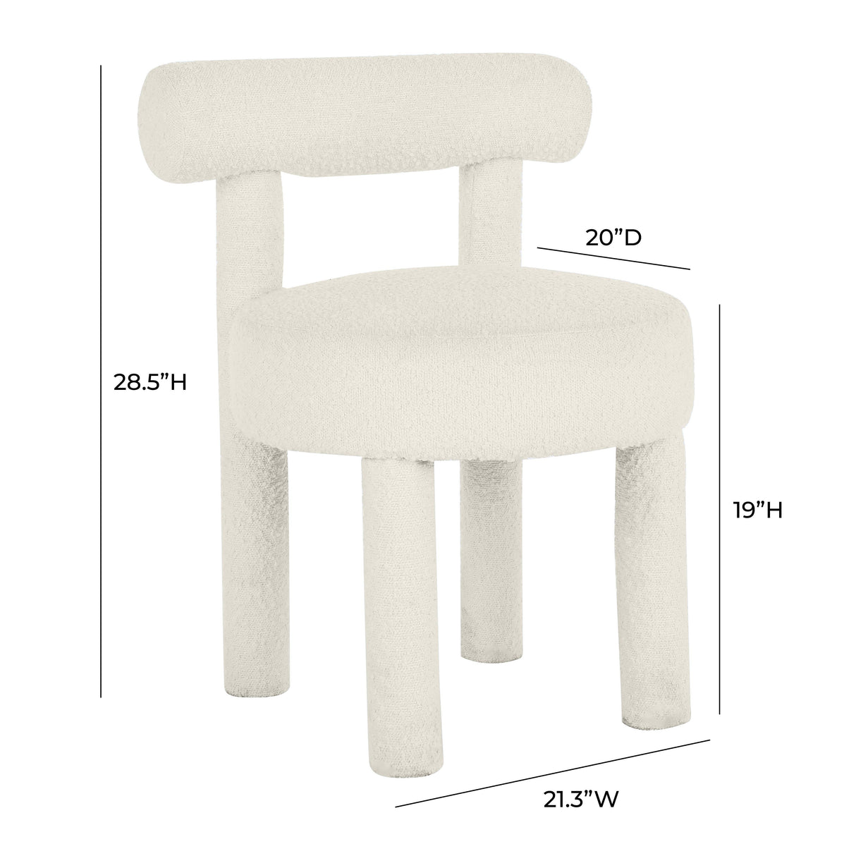 Carmel Cream Performance Boucle Dining Chair by TOV Furniture at Eve Furniture
