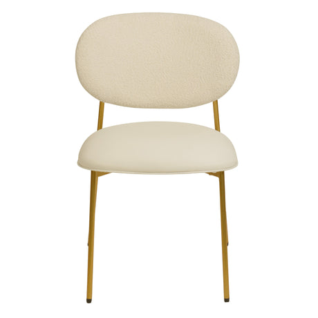McKenzie Cream Boucle & Performance Vegan Leather Stackable Dining Chair - Set of 2 by TOV Furniture at Eve Furniture