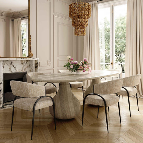 Tatum Taupe Textured Performance Boucle Dining Chair by TOV Furniture at Eve Furniture