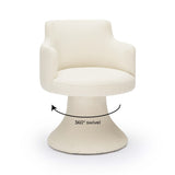 Jeffree Cream Performance Boucle Swivel Dining Chair by TOV Furniture at Eve Furniture