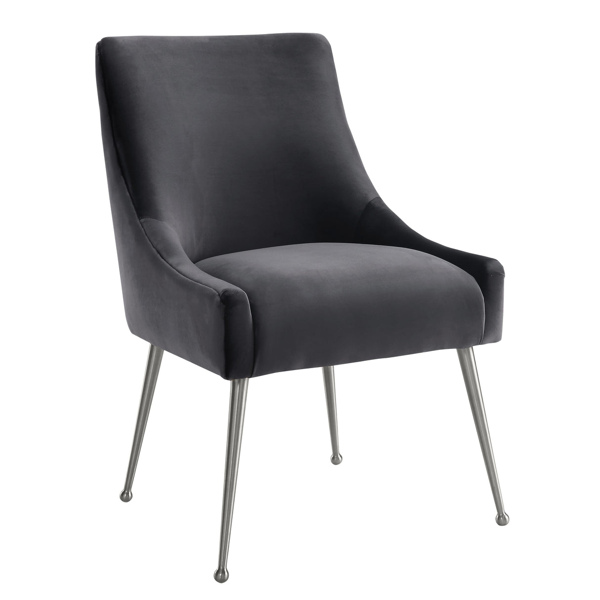 Beatrix Grey Velvet Side Chair - Silver Legs by TOV Furniture at Eve Furniture