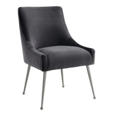Beatrix Grey Velvet Side Chair - Silver Legs by TOV Furniture at Eve Furniture