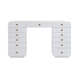 Hollywood 56" White Desk with LED Panel Vanity Mirror