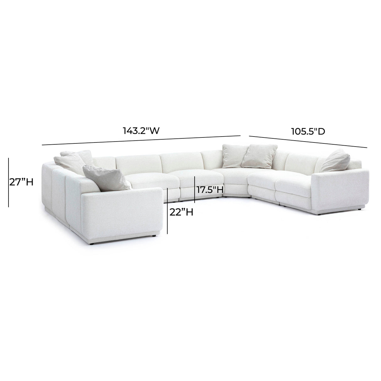 Perry 8-Piece Cream Chenille Modular Large U-Sectional by TOV Furniture at Eve Furniture