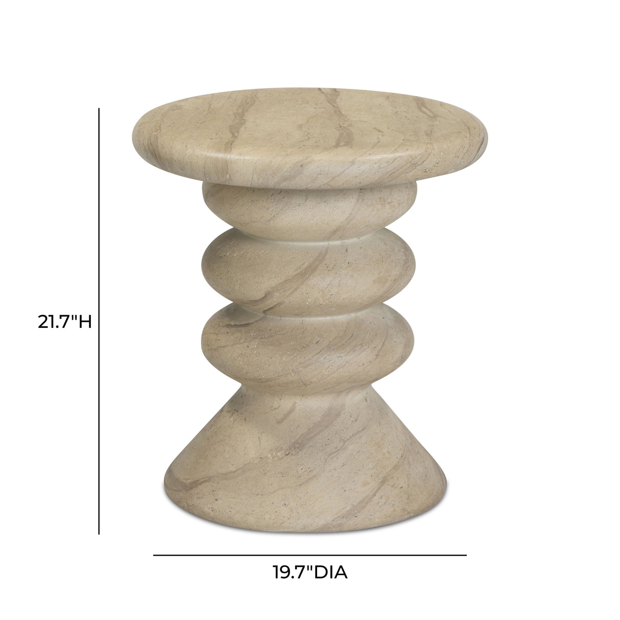 Hyre Faux Travertine Indoor/Outdoor Concrete Side Table by TOV Furniture at Eve Furniture