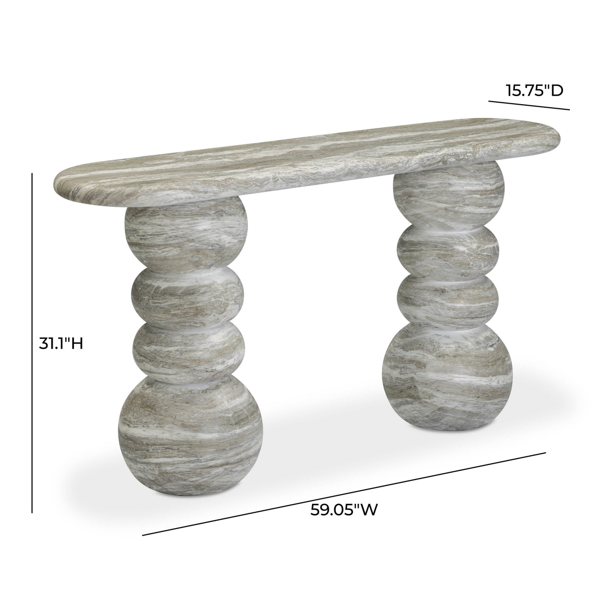 Hyre 59" Faux Stone Indoor/Outdoor Concrete Console Table by TOV Furniture at Eve Furniture
