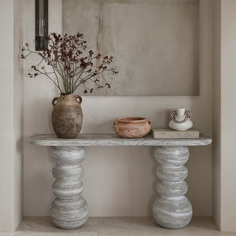 Hyre 59" Faux Stone Indoor/Outdoor Concrete Console Table by TOV Furniture at Eve Furniture