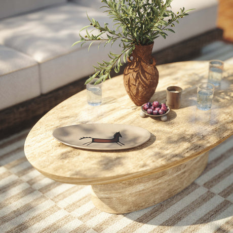 Sonia 51" Faux Travertine Indoor/Outdoor Concrete Coffee Table by TOV Furniture at Eve Furniture