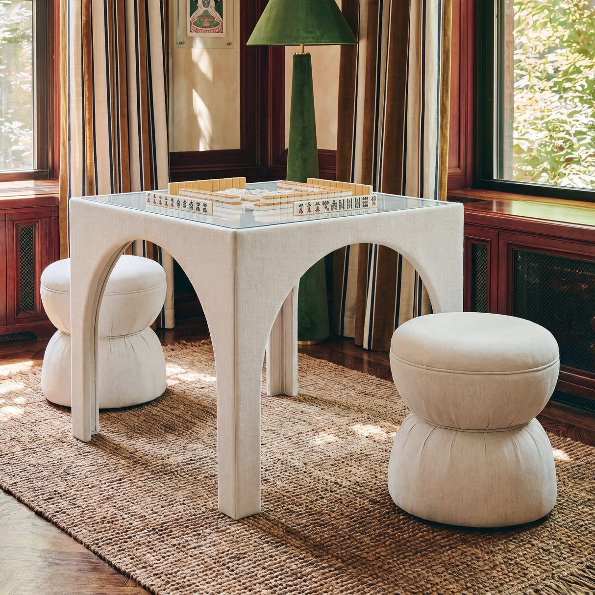 Tomlin Ruched Performance Fabric Game Ottoman by TOV Furniture at Eve Furniture