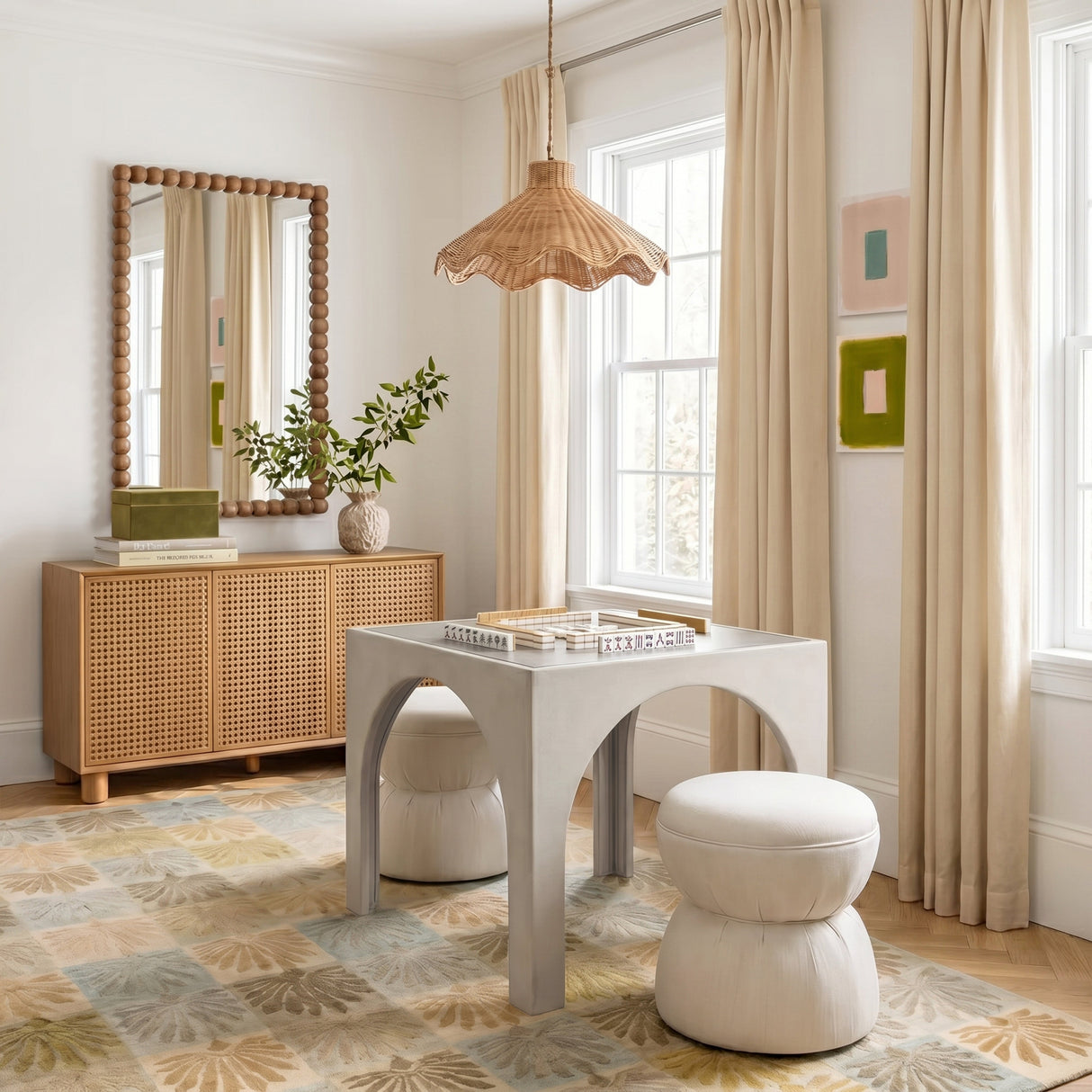 Tomlin Ruched Performance Fabric Game Ottoman by TOV Furniture at Eve Furniture