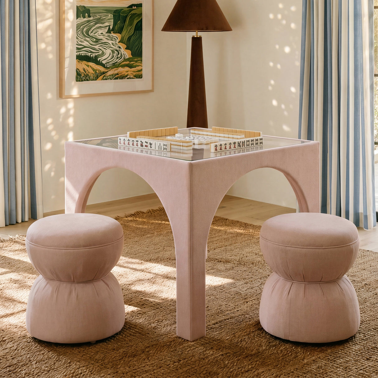 Tomlin Ruched Performance Fabric Game Ottoman by TOV Furniture at Eve Furniture