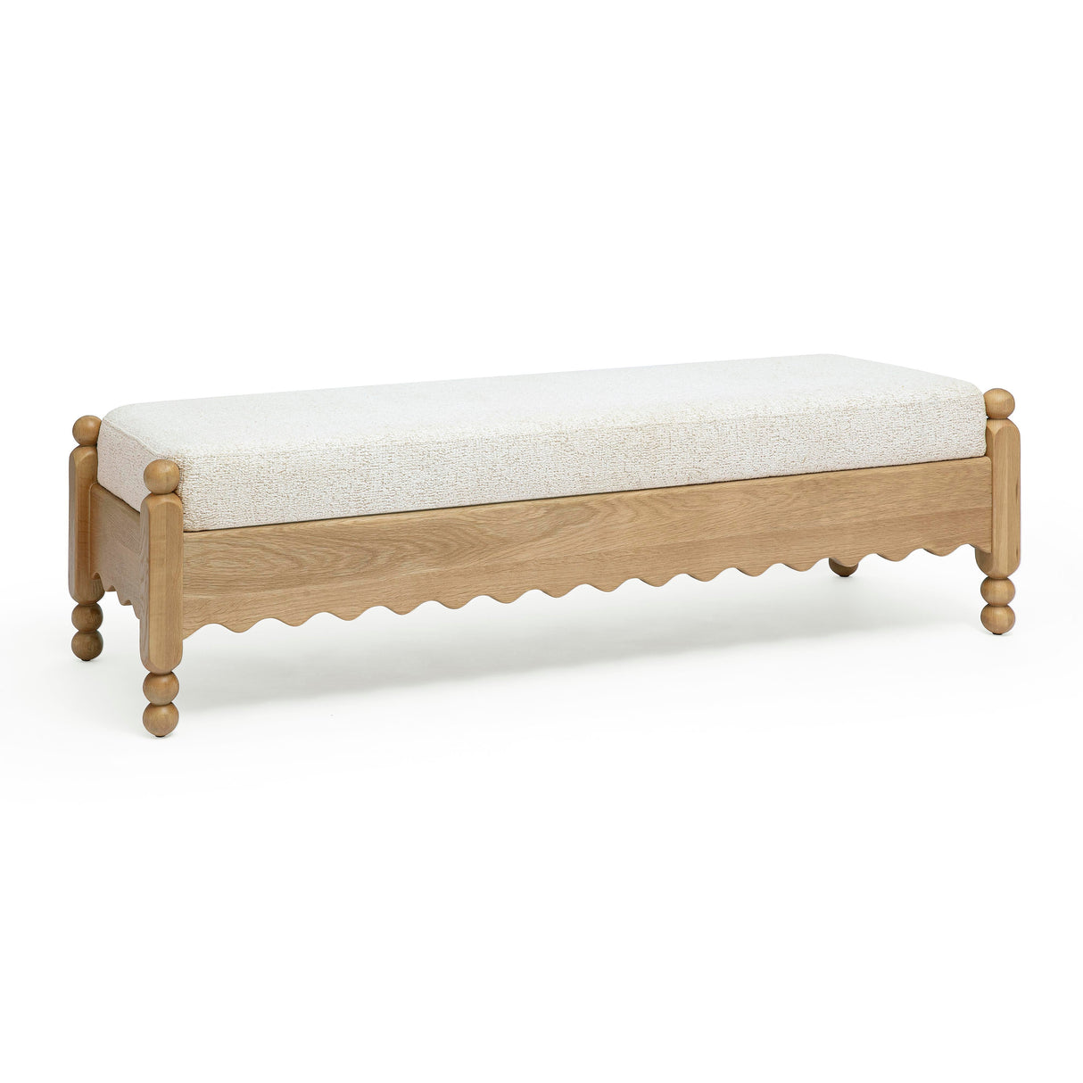 Thelma 56" Cream Performance Basketweave Bench by TOV Furniture at Eve Furniture