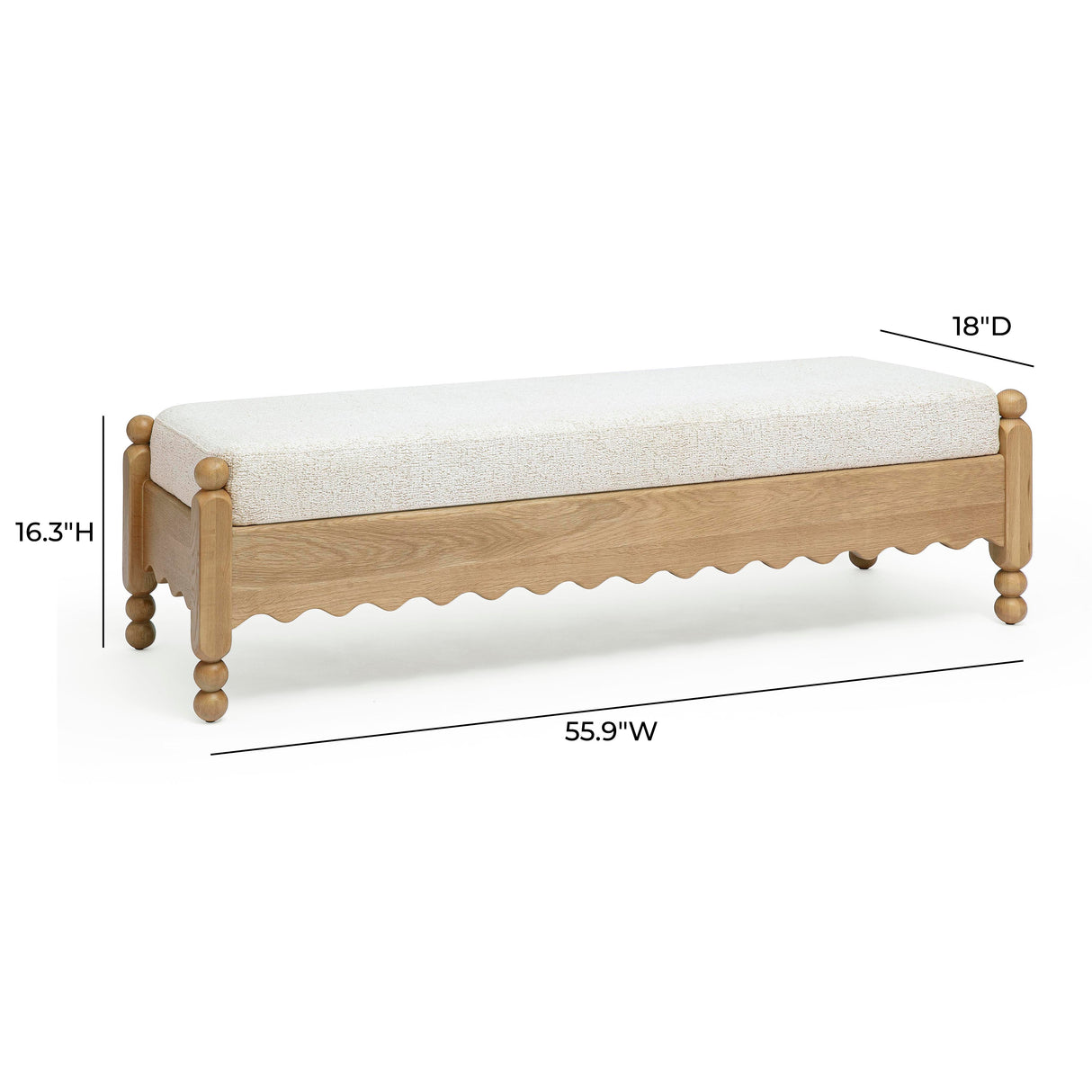 Thelma 56" Cream Performance Basketweave Bench by TOV Furniture at Eve Furniture