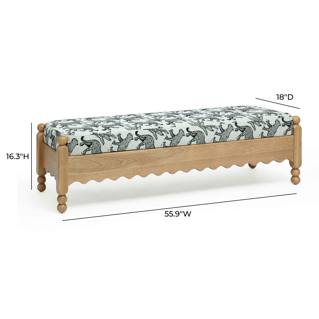 Thelma 56" Leopard Jacquard Bench by TOV Furniture at Eve Furniture