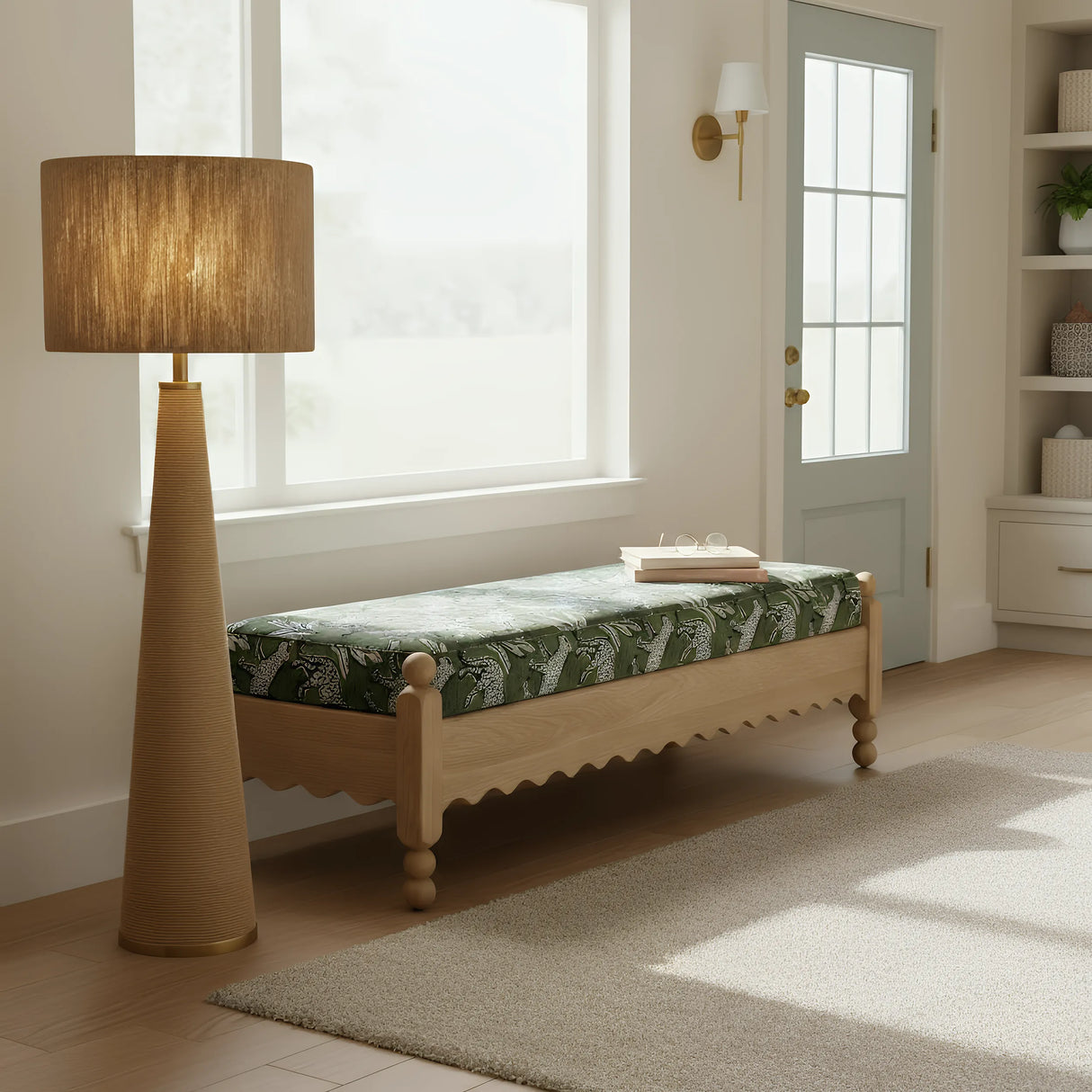 Thelma 56" Leopard Jacquard Bench by TOV Furniture at Eve Furniture