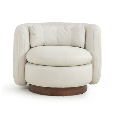 Nura Cream Vegan Mohair Swivel Accent Chair by TOV Furniture at Eve Furniture