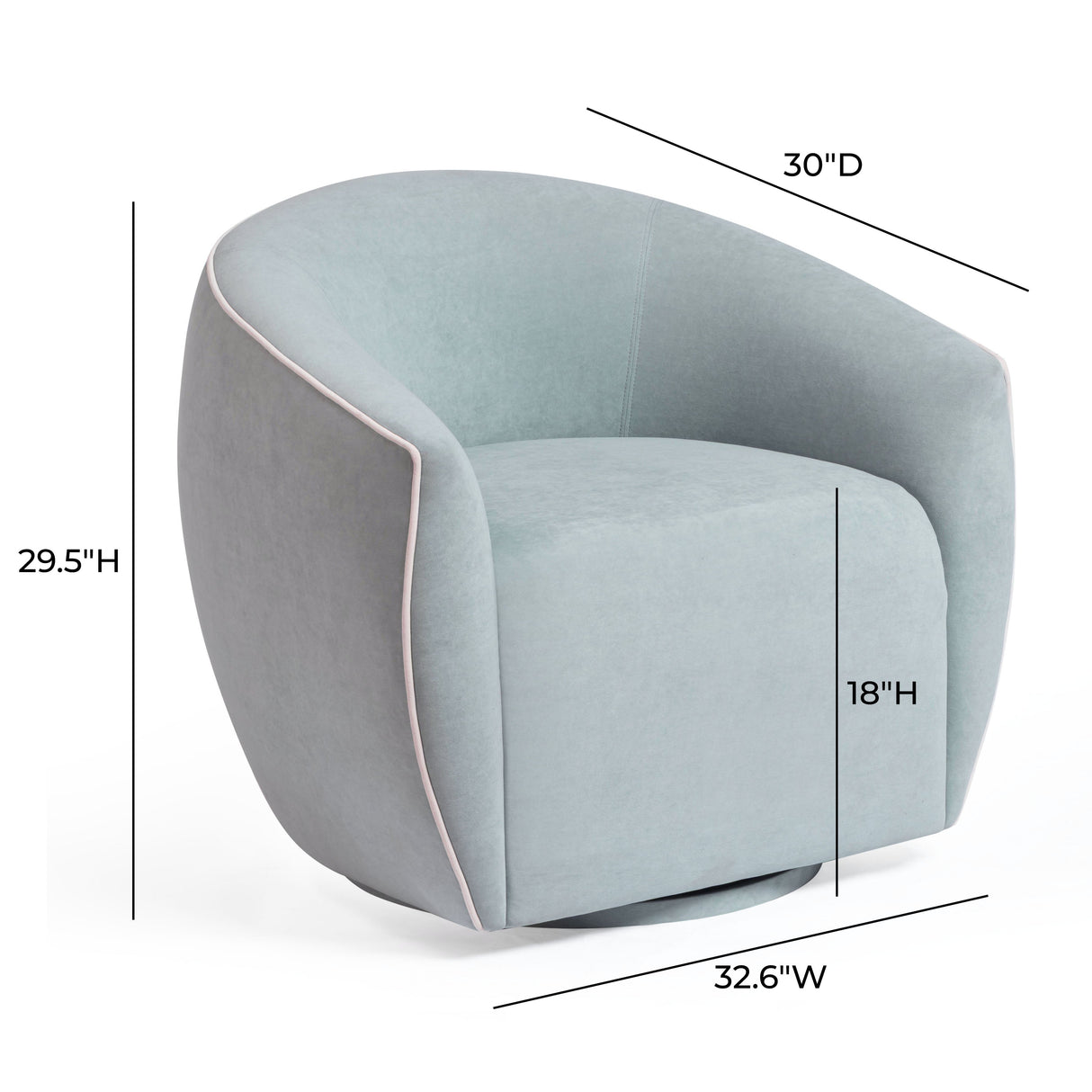 Jordan Contrast Piping Velvet Swivel Chair by TOV Furniture at Eve Furniture