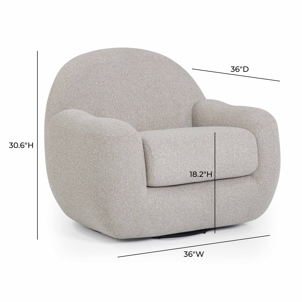 Tiago Warm Grey Boucle Swivel Chair by TOV Furniture at Eve Furniture