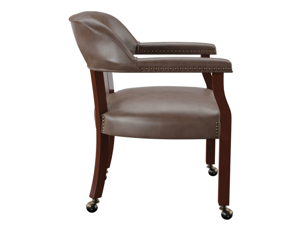 Tournament Brown Arm Chair w/Casters