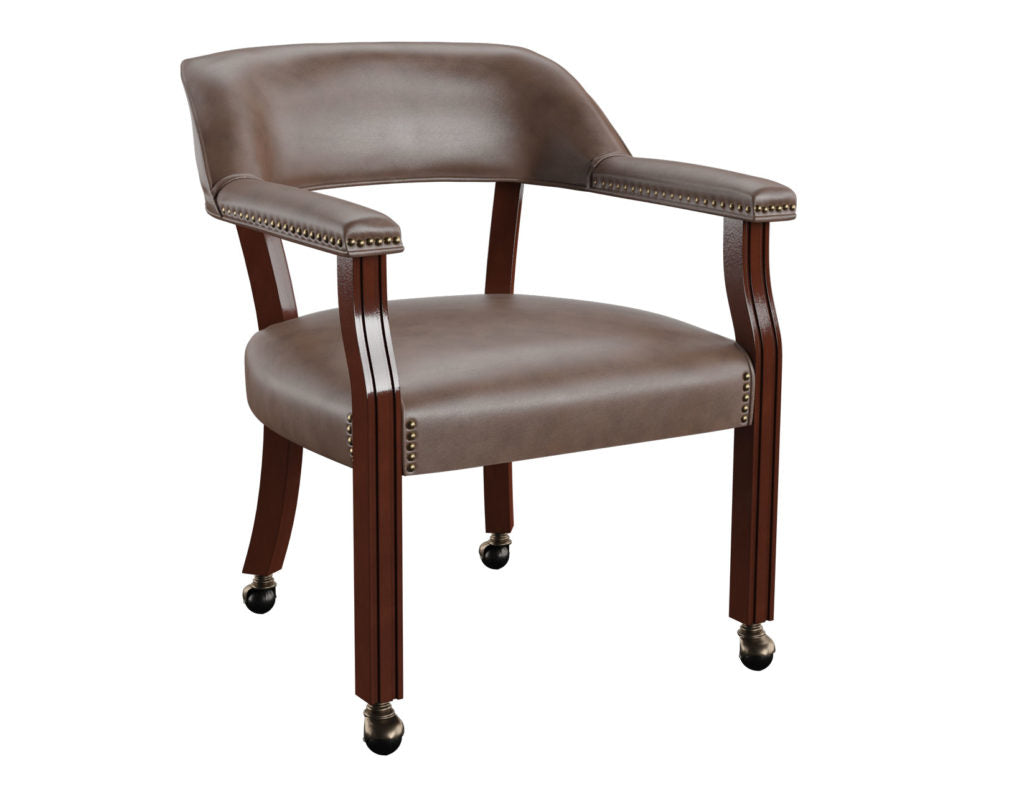 Tournament Brown Arm Chair w/Casters