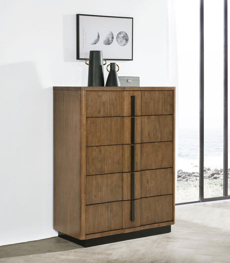 Terrace Ash Brown 5-Drawer Chest by Coaster at Eve Furniture