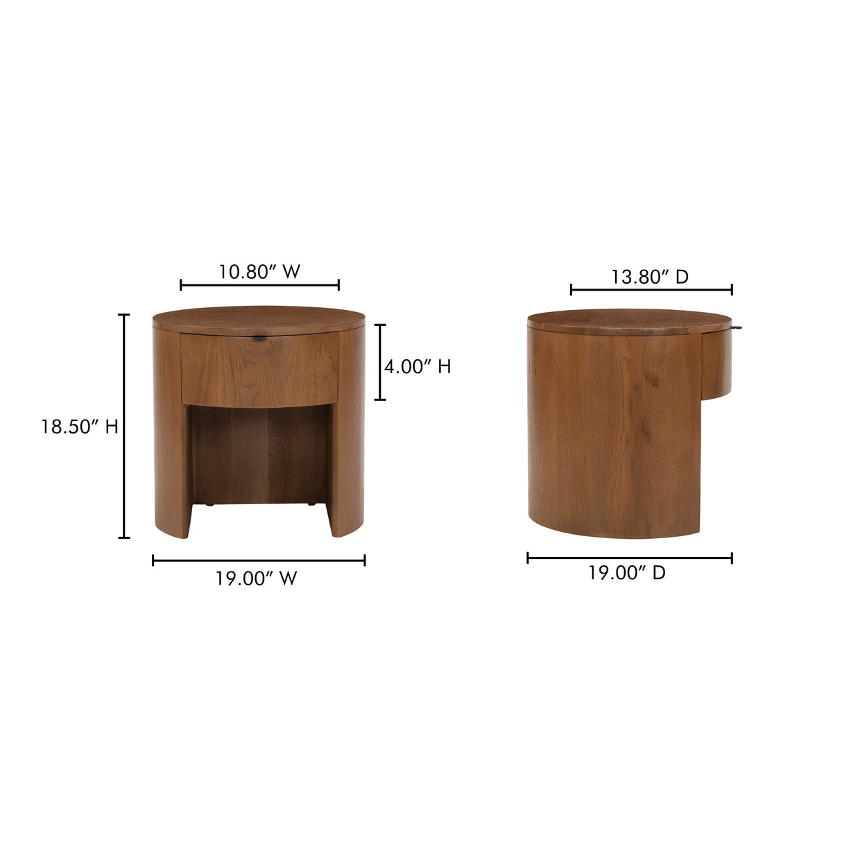 Theo Brown One Drawer Nightstand by Moe's Home at Eve Furniture