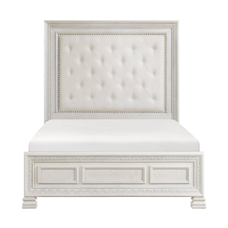 Theodora Pearl White King Panel Bed by Homelegance at Eve Furniture