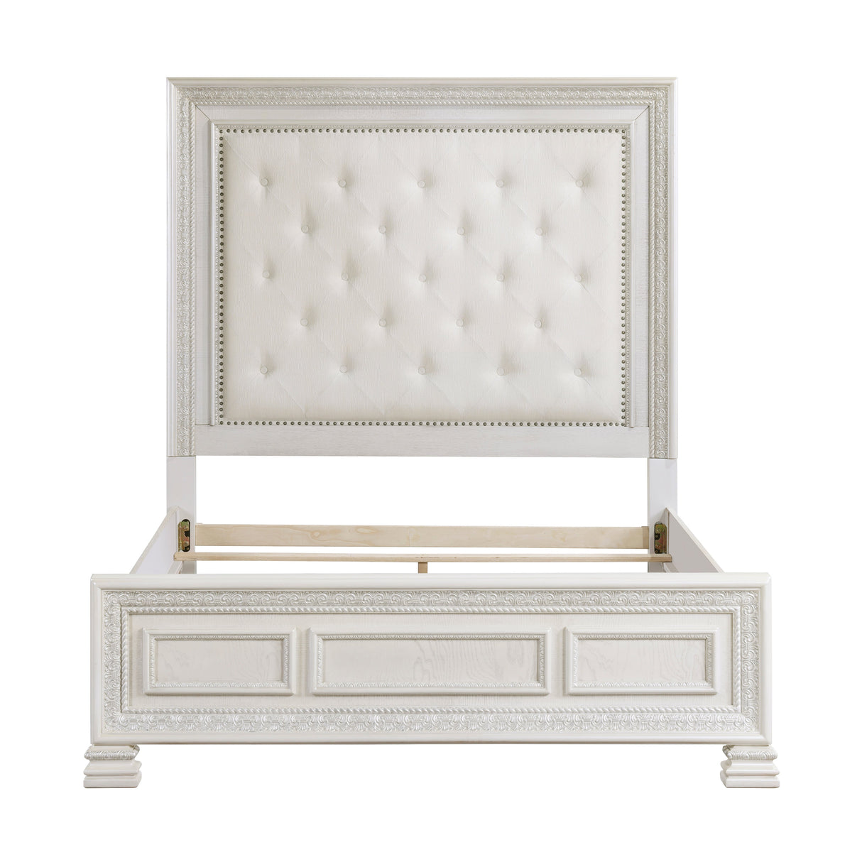 Theodora Pearl White King Panel Bed by Homelegance at Eve Furniture